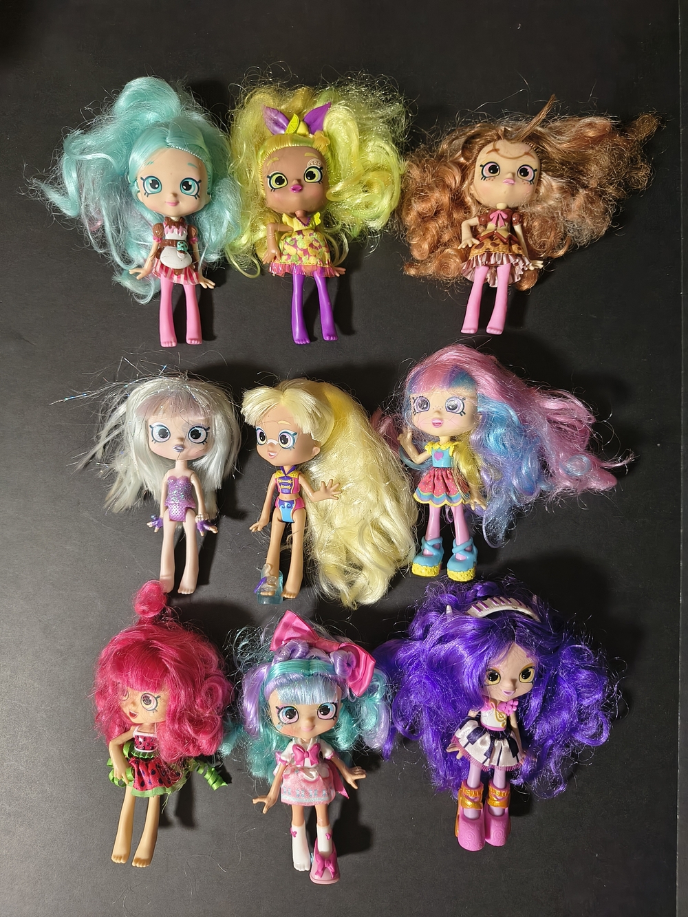 Shopkins Shoppies Lot of 9 Dolls Pippa Melon, Gemma Stone, Rainbow Kate